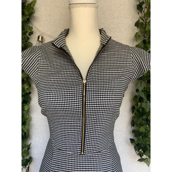 Rachel Zoe Black & White Shepherds check Flutter Sleeve Aline Dress Women's 6 - Picture 7 of 12